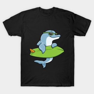 Dolphin with sunglasses as surfer with surfboard T-Shirt